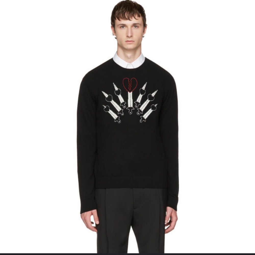 Valentino Black Sweater with White Blade Design